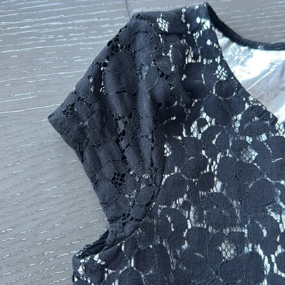 Justice Girl’s Size 10 Black Silver Dress Casual Formal Special Wear Lace EUC